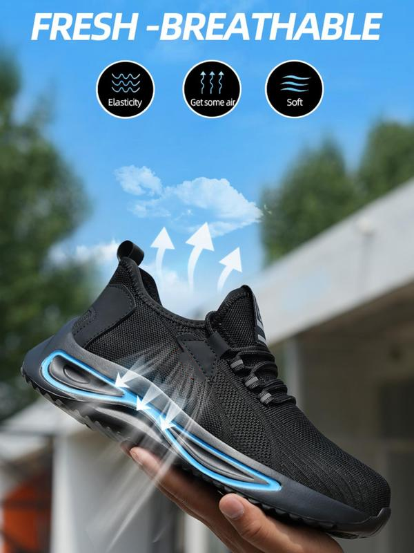 Zapatos de trabajo ligeros y transpirables para hombre con cordones delanteros; zapatos de seguridad casuales y cómodos para uso diario; zapatos modernos antiimpacto y antipunción para hombre.