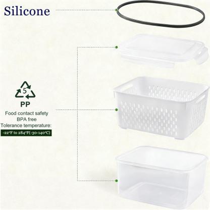 8 piezas Organizador de almacenamiento para refrigerador (4 coladores y 4 cajas de almacenamiento) Contenedores apilables para frutas para refrigerador con colador extraíble, contenedor de almacenamiento de alimentos para ensaladas, verduras, carne, mante