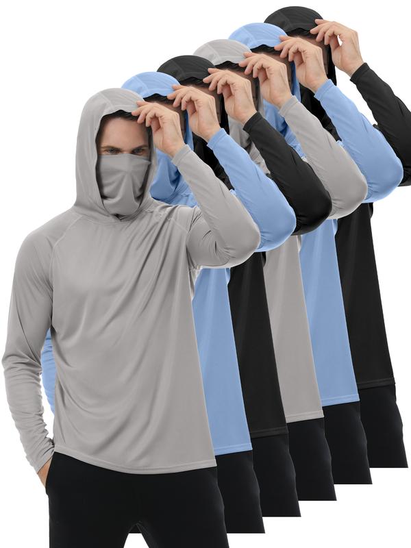 Paquete de 6 sudaderas con capucha para hombre con protección solar, ideales para pesca, con mascarilla facial, de manga larga, de compresión, de secado rápido, perfectas para viajar o acampar.