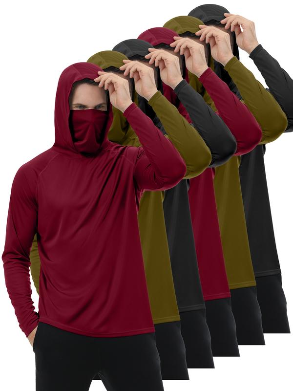 Paquete de 6 sudaderas con capucha para hombre con protección solar, ideales para pesca, con mascarilla facial, de manga larga, de compresión, de secado rápido, perfectas para viajar o acampar.