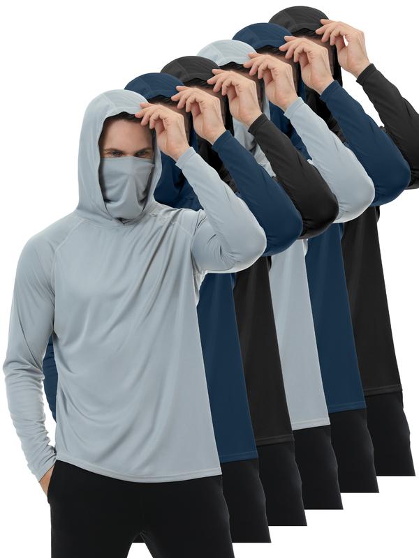 Paquete de 6 sudaderas con capucha para hombre con protección solar, ideales para pesca, con mascarilla facial, de manga larga, de compresión, de secado rápido, perfectas para viajar o acampar.