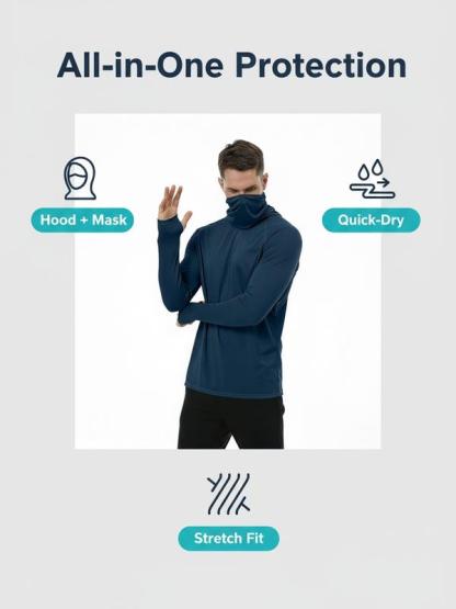 Paquete de 6 sudaderas con capucha para hombre con protección solar, ideales para pesca, con mascarilla facial, de manga larga, de compresión, de secado rápido, perfectas para viajar o acampar.