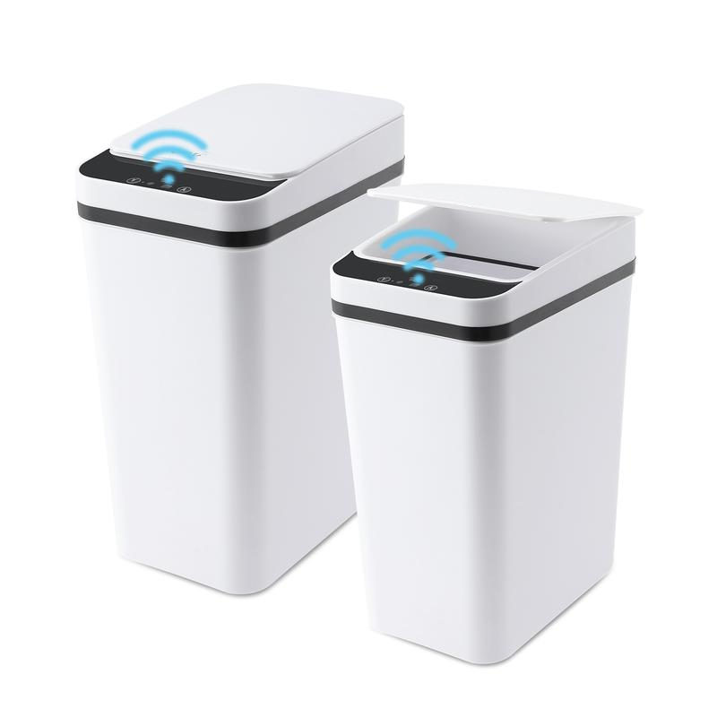 Paquete de 2 cubos de basura inteligentes de 4 galones con sensor de movimiento, cubo de basura pequeño e impermeable, ideal para dormitorio, baño, oficina y sala de estar. Disponibles en blanco y negro. Un accesorio perfecto para el baño.