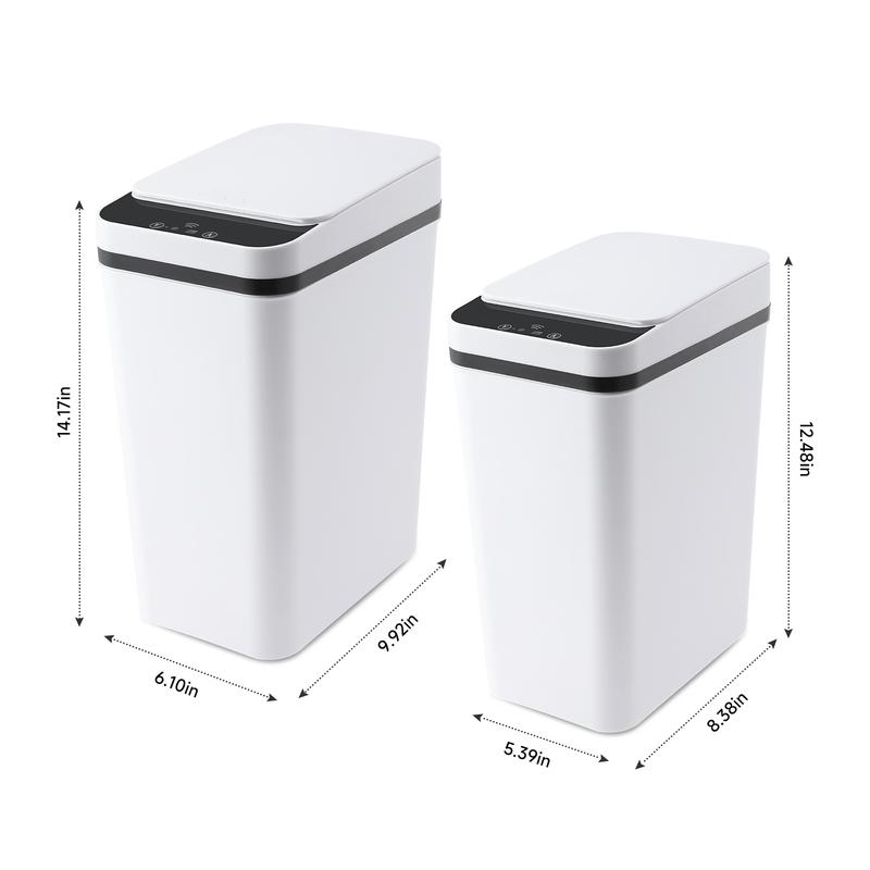 Paquete de 2 cubos de basura inteligentes de 4 galones con sensor de movimiento, cubo de basura pequeño e impermeable, ideal para dormitorio, baño, oficina y sala de estar. Disponibles en blanco y negro. Un accesorio perfecto para el baño.