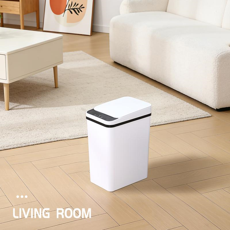 Paquete de 2 cubos de basura inteligentes de 4 galones con sensor de movimiento, cubo de basura pequeño e impermeable, ideal para dormitorio, baño, oficina y sala de estar. Disponibles en blanco y negro. Un accesorio perfecto para el baño.
