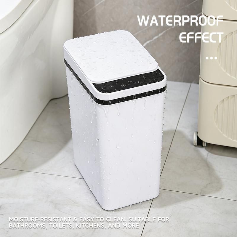 Paquete de 2 cubos de basura inteligentes de 4 galones con sensor de movimiento, cubo de basura pequeño e impermeable, ideal para dormitorio, baño, oficina y sala de estar. Disponibles en blanco y negro. Un accesorio perfecto para el baño.