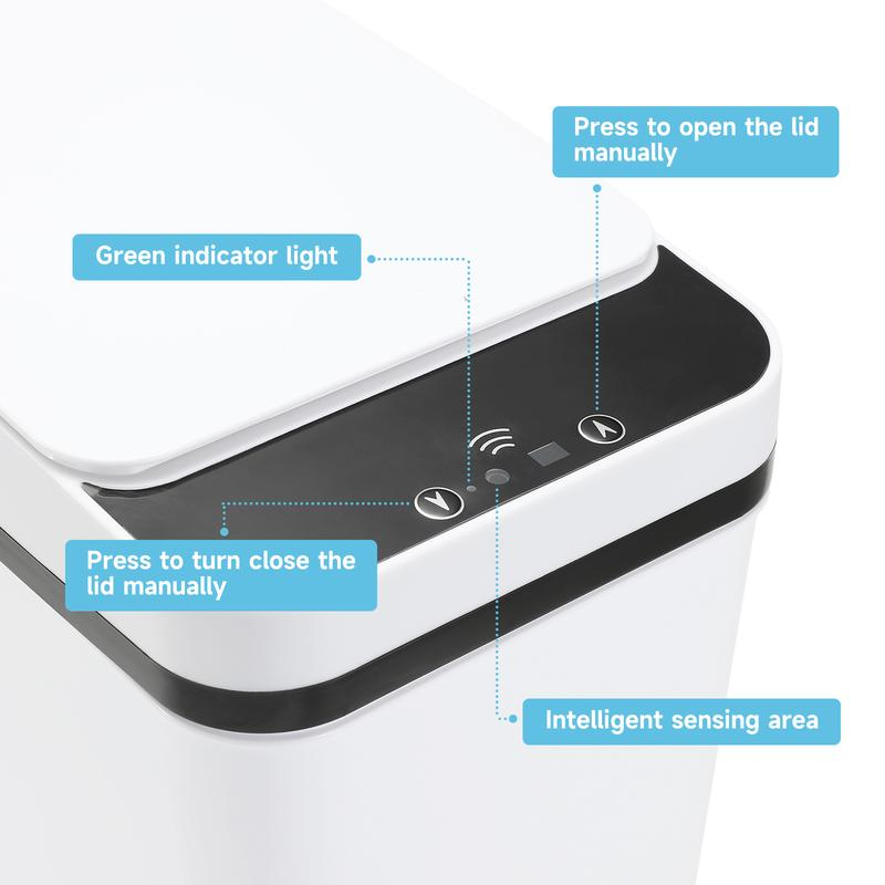 Paquete de 2 cubos de basura inteligentes de 4 galones con sensor de movimiento, cubo de basura pequeño e impermeable, ideal para dormitorio, baño, oficina y sala de estar. Disponibles en blanco y negro. Un accesorio perfecto para el baño.