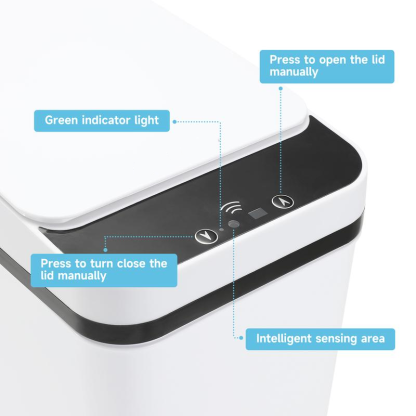Paquete de 2 cubos de basura inteligentes de 4 galones con sensor de movimiento, cubo de basura pequeño e impermeable, ideal para dormitorio, baño, oficina y sala de estar. Disponibles en blanco y negro. Un accesorio perfecto para el baño.