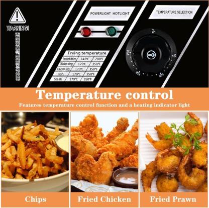 Freidora eléctrica de 6 litros de acero inoxidable con un solo tanque y cesta, 2500 W, 110 V, para uso doméstico y en restaurantes, con tapa y control de temperatura.
