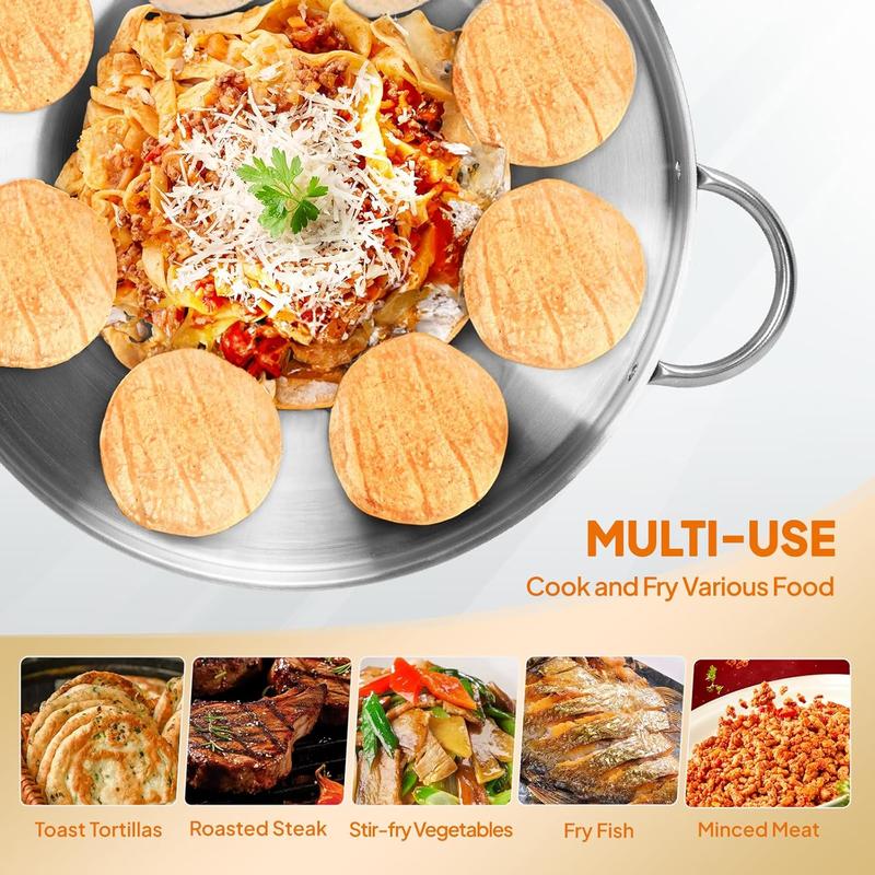 Juego de comal cóncavo de 23" con estufa de propano de 80,000 BTU, disco para cocinar discada, cocinador de disco de acero inoxidable con soporte para quemador para cocinar en el patio trasero y al aire libre, taco para cocinar carnitas, tortillas, saltea