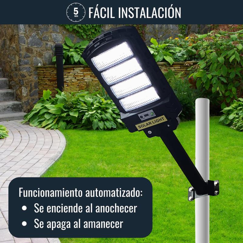 Lámpara Solar  1000W con Mando a Distancia y Soporte Galvanizado Incluido Garantía 3 Años