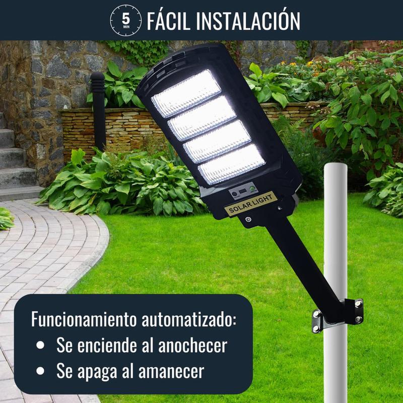Lámpara Solar  1000W con Mando a Distancia y Soporte Galvanizado Incluido Garantía 3 Años