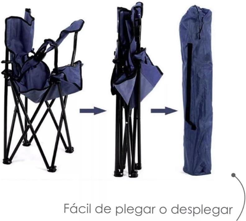 Silla Playa o Camping PACK 2 con Funda de Transporte y Asas Plegable Estructura de Metal Asiento Impermeable Medida 50 x 50 x 80 cm Aluminio Resistente al Desgaste y Deterioro muebles de camping