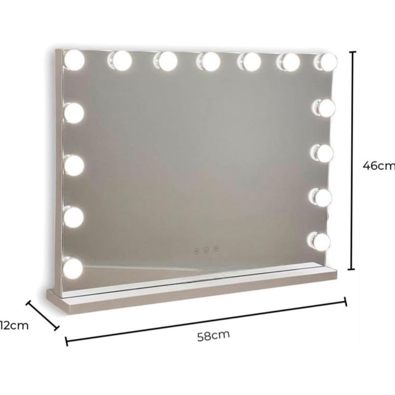Espejo de Maquillaje con Iluminación LED: Tocador con 15 Bombillas, 3 Modos de Luz, Control Táctil, USB Recargable, Rotación 360° y Aumento Desmontable para Maquillaje Profesional