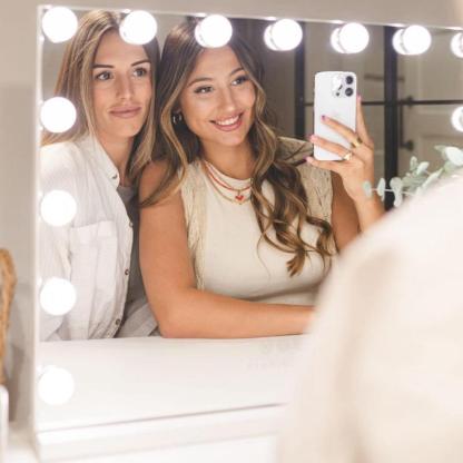 Espejo de Maquillaje con Iluminación LED: Tocador con 15 Bombillas, 3 Modos de Luz, Control Táctil, USB Recargable, Rotación 360° y Aumento Desmontable para Maquillaje Profesional