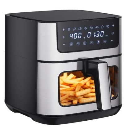 Freidora de aire de acero inoxidable de 6,34 cuartos de galón: electrodoméstico de cocina con 8 programas preestablecidos, temperatura máxima de 400 °F, ajustes regulables, temporizador de 90 minutos, cesta antiadherente apta para lavavajillas, apagado au