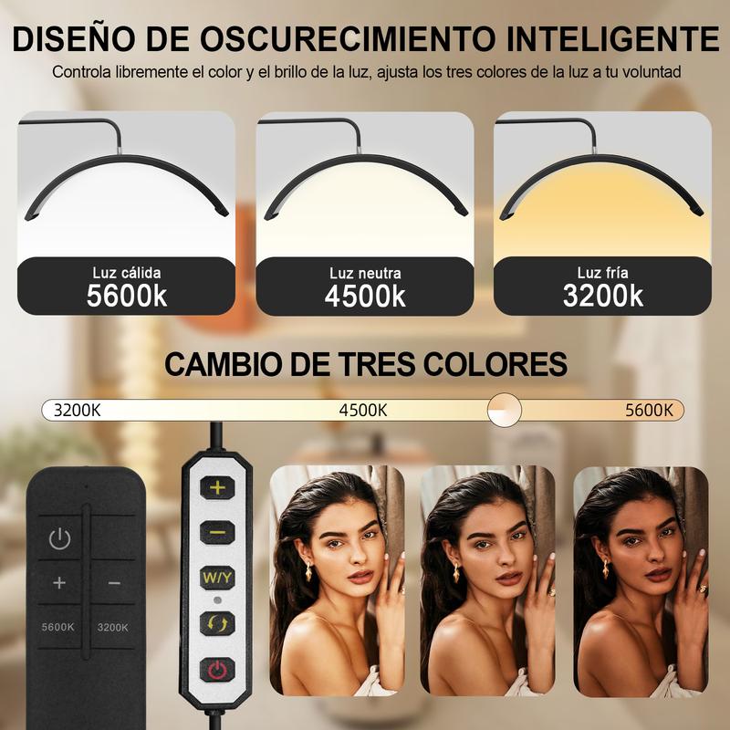 Lámpara de Belleza Semicircular LED | 3 Temperaturas de Luz | Altura Regulable 138-185cm | Rotación 360° | Para Esteticistas, Tatuadores y Manicuristas galaxy projector light