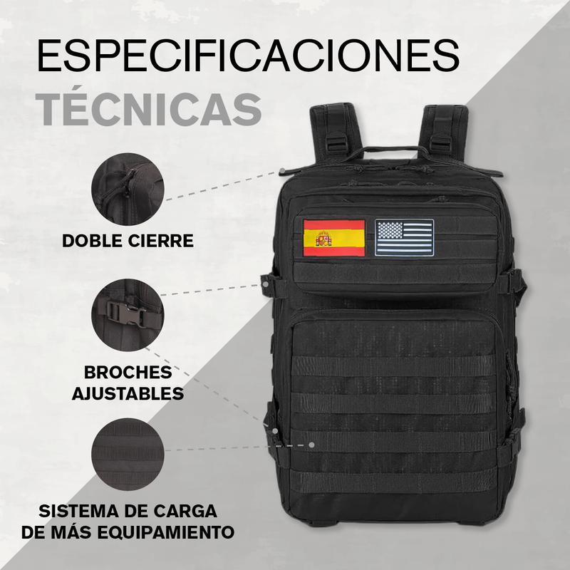 Mochila hombre Militar | 45L Ideal para Gimnasio, Cabina Viaje,Camping, Mochila Táctica | Carga pesada, Bolsillo Interno | Mochila Supervivenvia y Montañismo