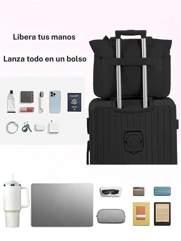 Bolso tote para mujer, bolso acolchado con lazo, bolso ligero y voluminoso con compartimentos, bolso de hombro/bolso de mano para viaje, trabajo y gimnasio | Ligero, acolchado, para viaje, trabajo, San Valentín, Navidad y Día de Acción de Gracias