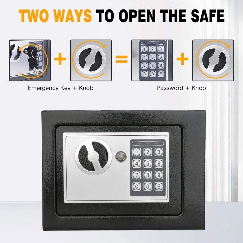 Caja Fuerte Digital de 4.6L con Teclado Electrónico Seguridad de Acero Construcción para Hogar Oficina Hotel con Cerradura de Llave