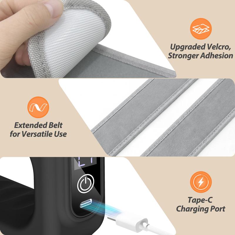 Nuevo dispositivo de masaje muscular R10 Mini Fascia Ring (modelo 2026): masajeador portátil mejorado con correa ajustable (para cinturas de hasta 55 pulgadas), inalámbrico y recargable; diseñado para la recuperación muscular de la cintura y la espalda. I
