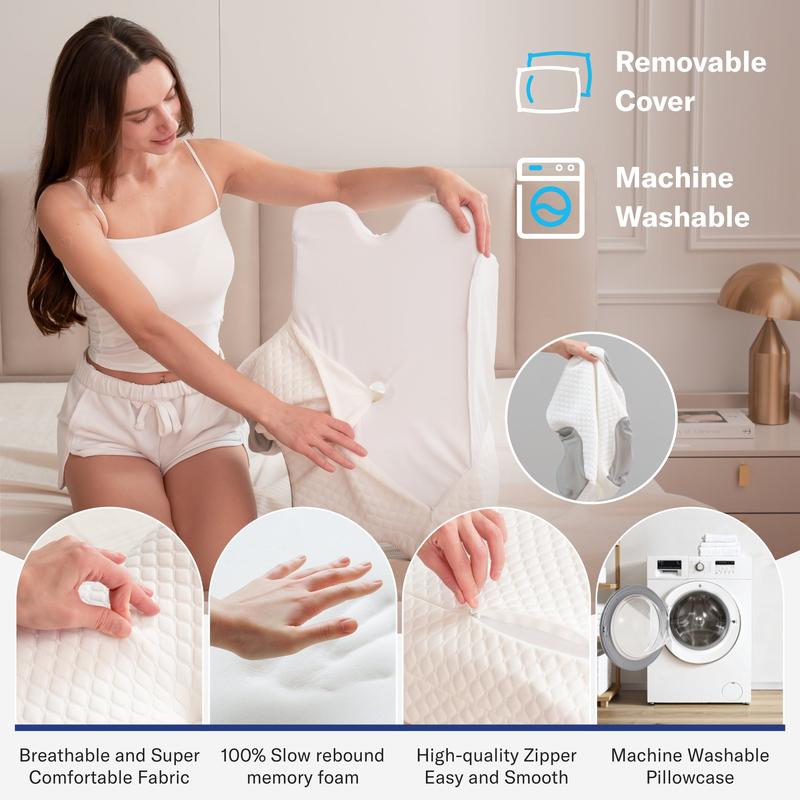 Almohada cervical para un descanso confortable; espuma viscoelástica ergonómica y sin olor; almohada ortopédica ideal para quienes duermen de lado, boca arriba o boca abajo.