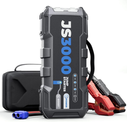 Booster Batterie, Demarreur Batterie Voiture 3000A/24000mAh Jump Starter Moteurs Diesel Jusqu'à 9 L et 7 L, Charge Rapide USB Lampe Poche LED intégrée