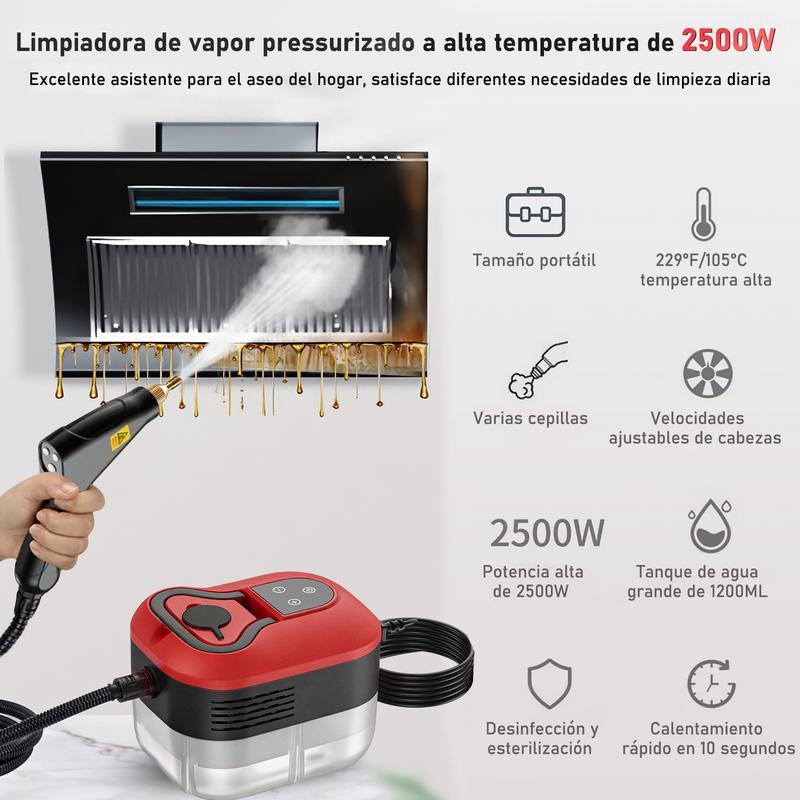 Nettoyeur vapeur portable – outil de nettoyage filaire avec 8 accessoires, niveaux réglables, chauffage rapide