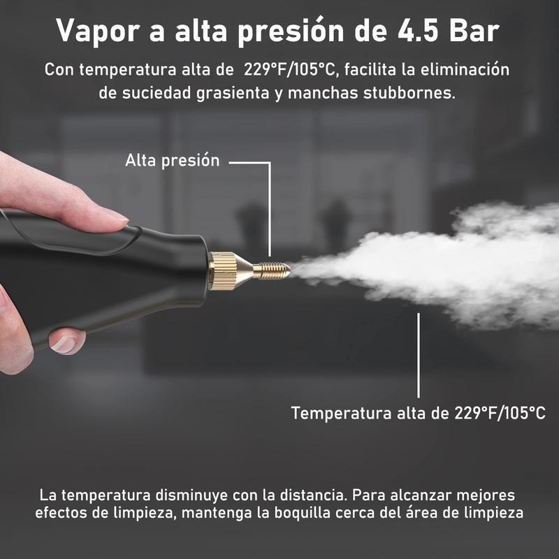 Nettoyeur vapeur portable – outil de nettoyage filaire avec 8 accessoires, niveaux réglables, chauffage rapide
