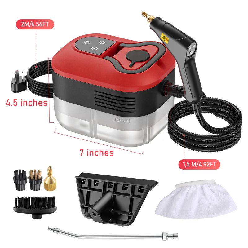 Nettoyeur vapeur portable – outil de nettoyage filaire avec 8 accessoires, niveaux réglables, chauffage rapide