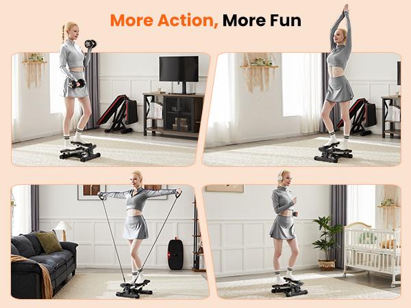 【Deals For You】Mini Stepper for Exercise at Home, Stair Stepper Machine with Resistance Bands, Compact Cardio Step Machine, Adjustable Workout Equipment for Home Office Small Spaces Home Fitness Equipment