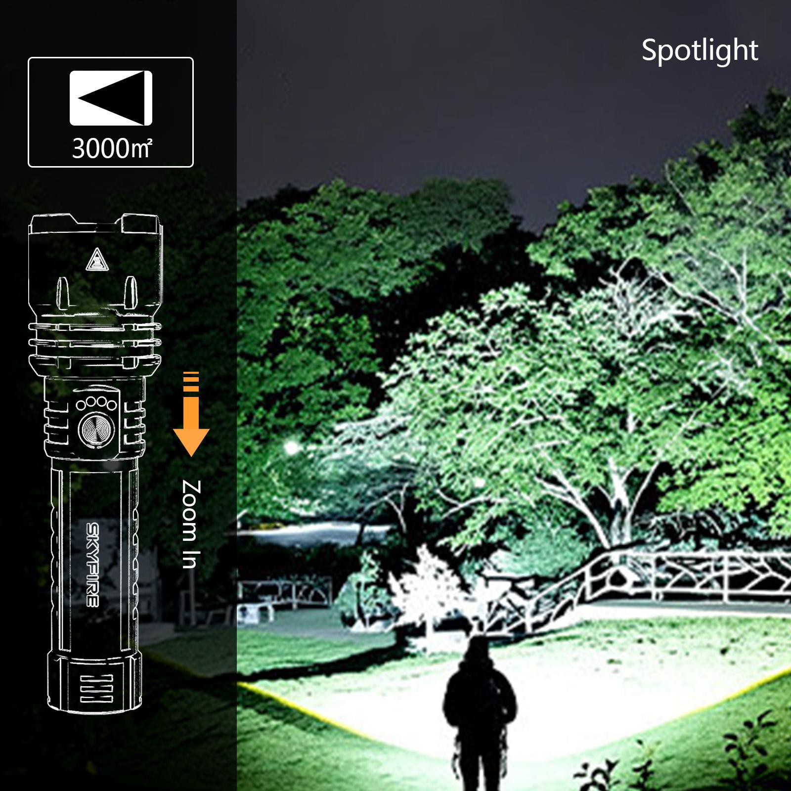 SKYFIRE 1376 LED Flashlight &ndash; High Lumen Rechargeable -Gathering Lens, Zoomable, 5 Lighting Modes, Ultra-Bright for Camping, Outdoor & Home Use,Can be used without being charged#Summervibes summergarden
