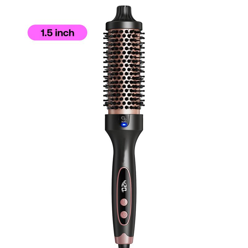 Cepillo Térmico Iónico de 38 mm (1,5"), Pantalla LED, Temperatura Ajustable 150-215°C, Antiencrespamiento, Volumen y Peinado Profesional, Voltaje Universal 120-240V