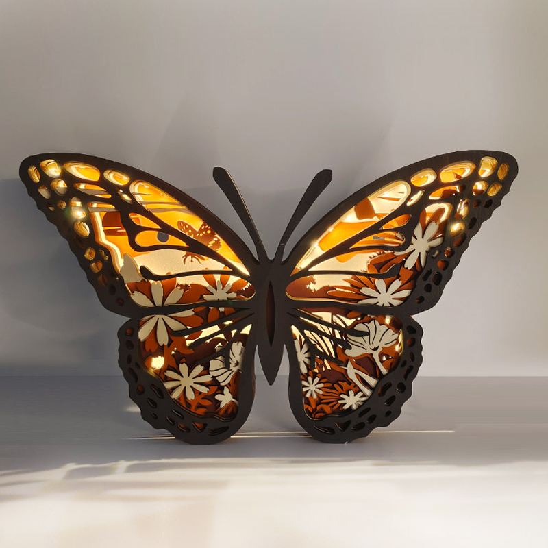 Handcraft Recycled Wood Carving Gift（Butterfly）
