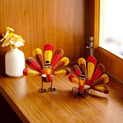 Colorful Turkey Metal Tea Light Candle Holder