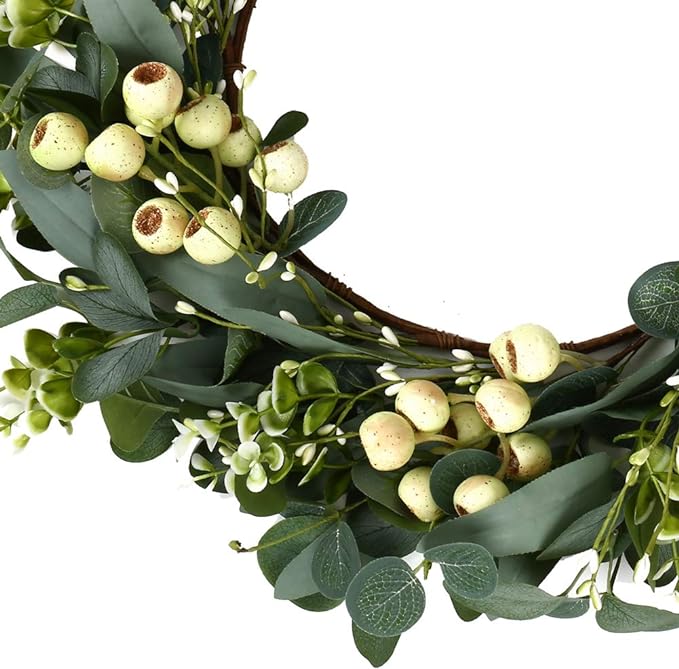 20'' Eucalyptus Wreath for Front Door-Green Decor for Home, Farmhouse 