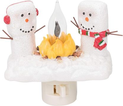 Christmas Snowman Night Light with Flame Effect | Resin Art | Hand Painted Art