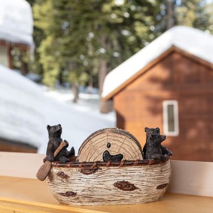 Handmade Canoe and Bear Coasters | Hand Painted Art