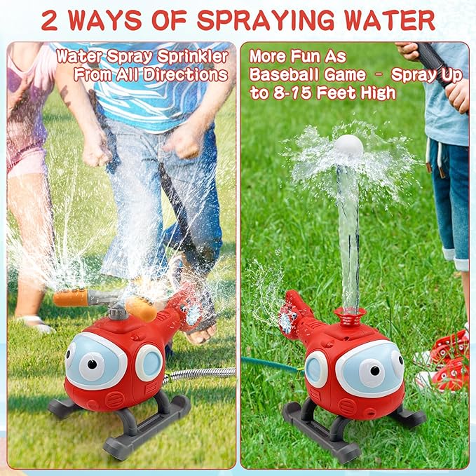 2 in 1 Outdoor Water Spray Sprinklers T Ball Set for Kids and Toddler
