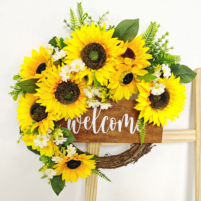 Summer Wreath Sunflower Wreath for Front Door