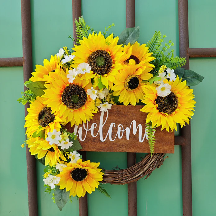 Summer Wreath Sunflower Wreath for Front Door