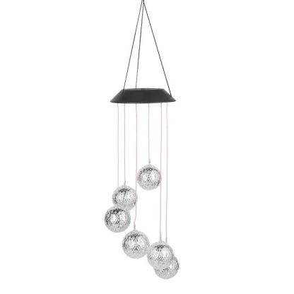 Solar Metal Orb Wind Chime Mobile - Rainbow Color Changing LED Lights