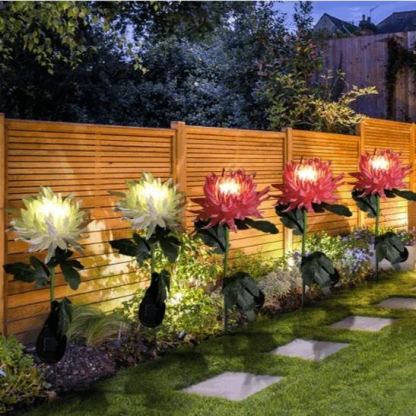 29.5" Chrysanthemum Solar Garden Stake LED