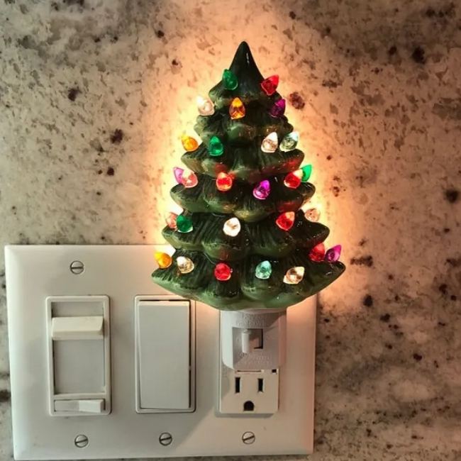 🎄Handmade Ceramic Christmas Tree Night Light | Ceramic Art | Hand Painted Art