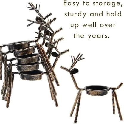 Handmade Metal Reindeer Tea Light Candle Holder | Christmas Decor | Thanksgiving Decor