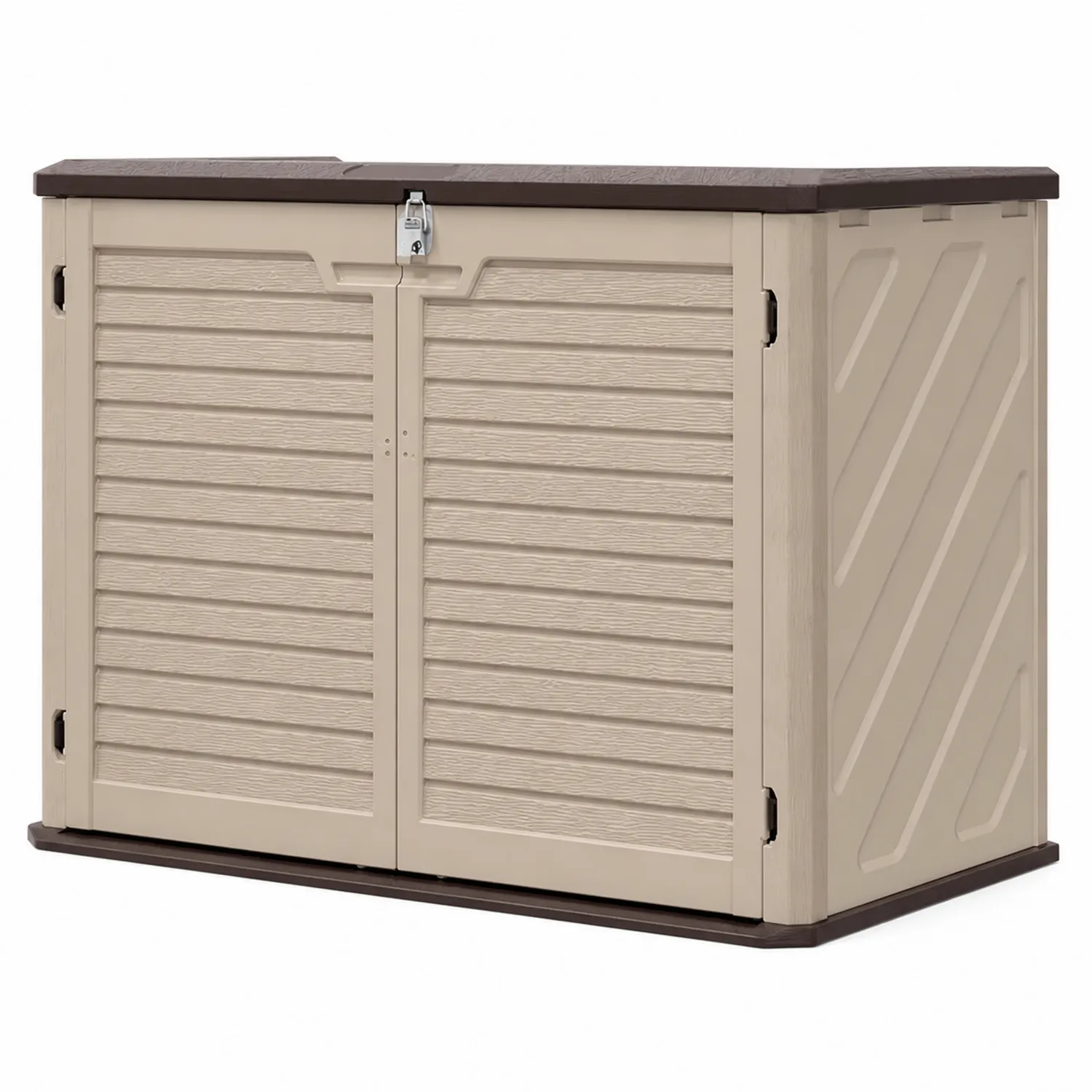 Armadio da Esterno in Resina Beige e Marrone 130x74x110 cm