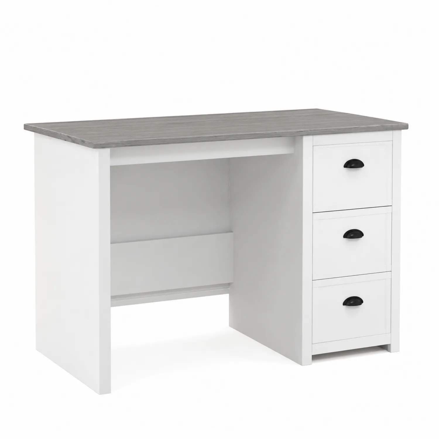 Scrivania rettangolare in legno bianca con cassetti 120x55x75 cm
