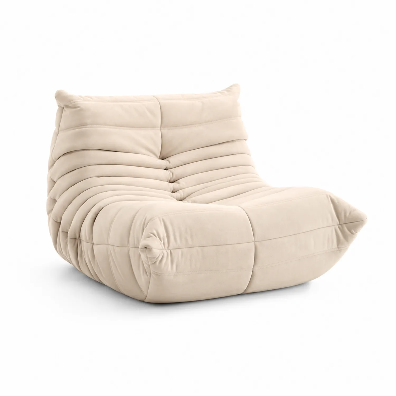 Poltrona lounge in microfibra beige con imbottitura in schiuma poliuretanica