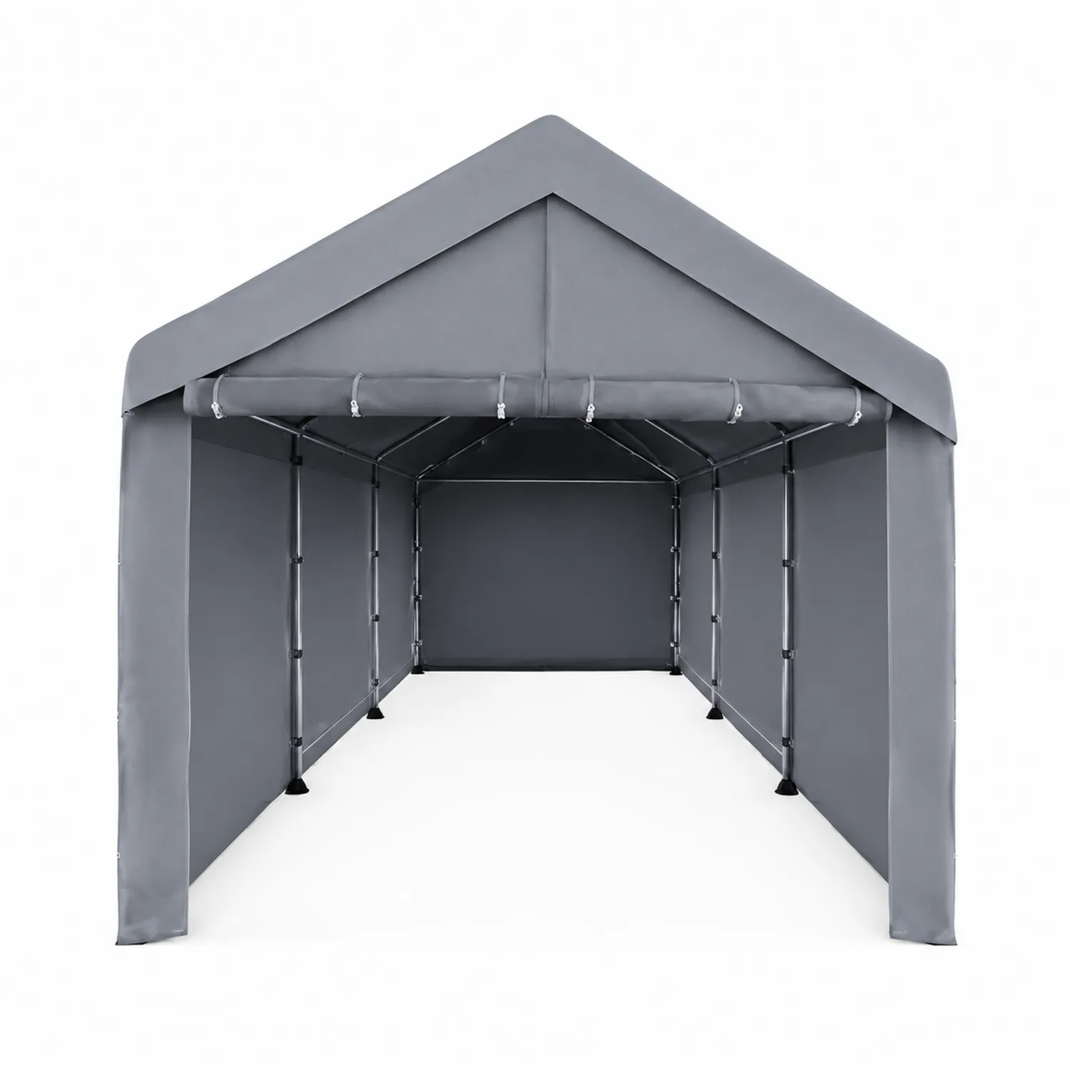 Tettoia Carport in Acciaio e Polietilene Grigio 300x600 cm