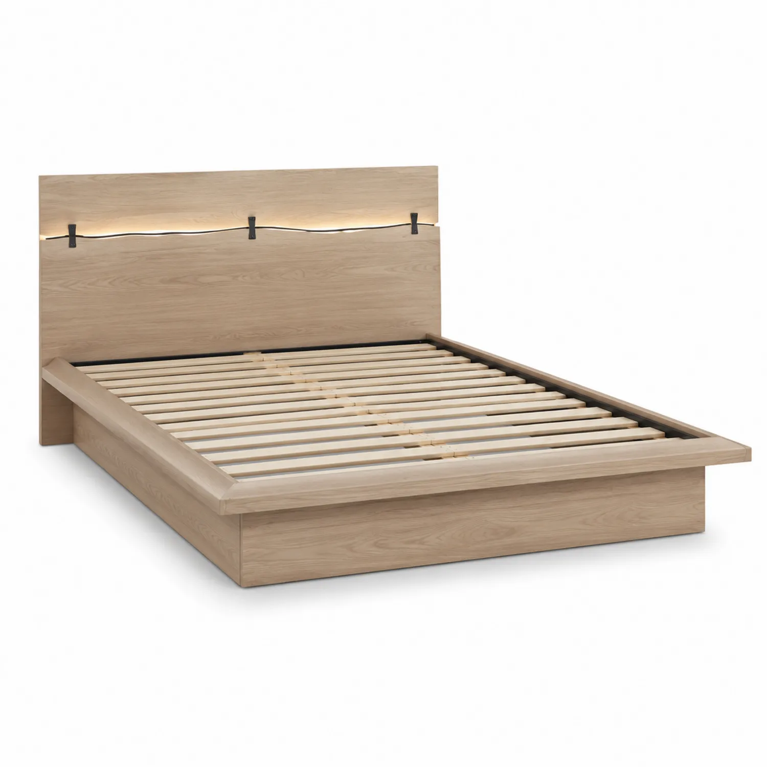 Letto matrimoniale in legno con testiera e doghe 160x200 cm